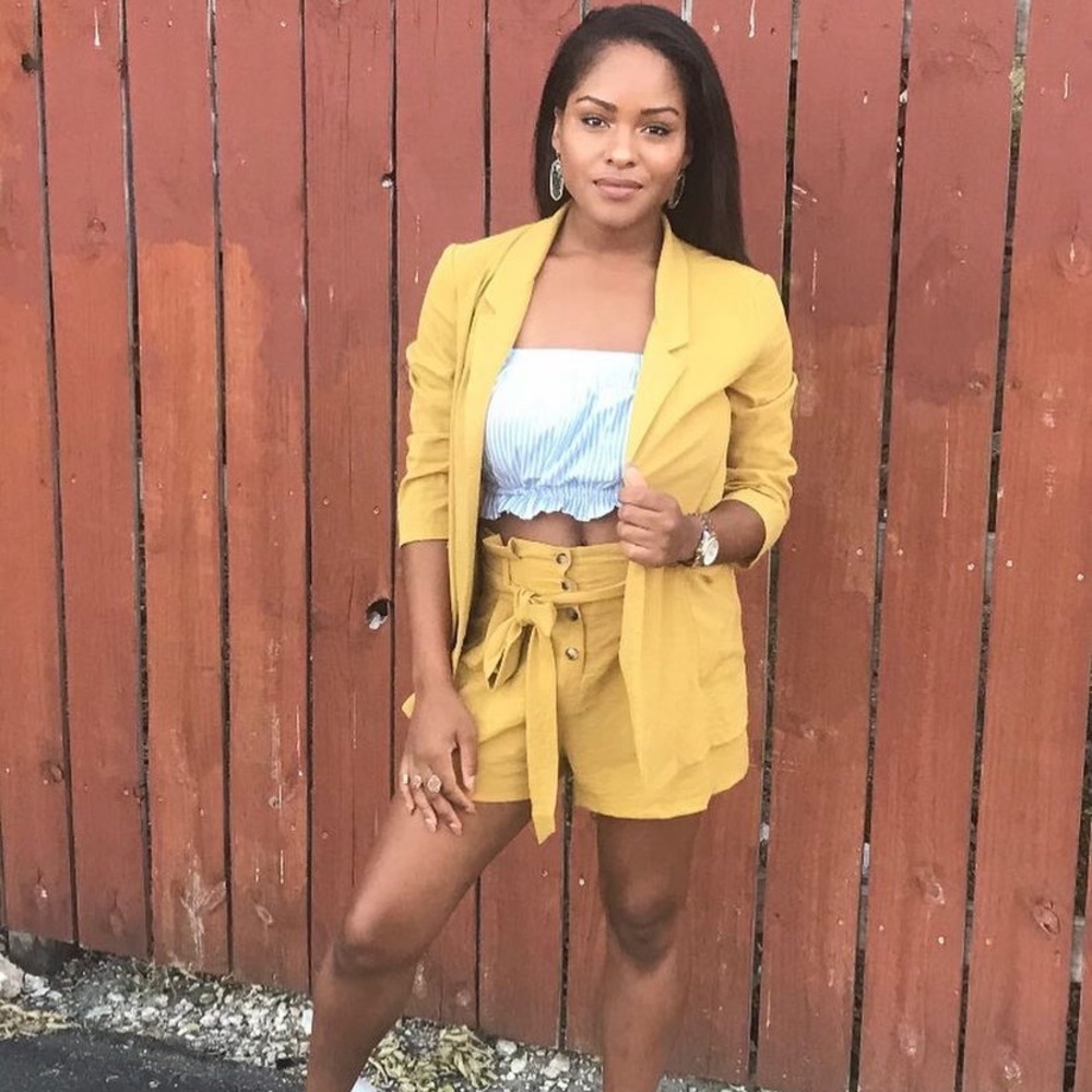 SOLD- Yellow Short Suit Set